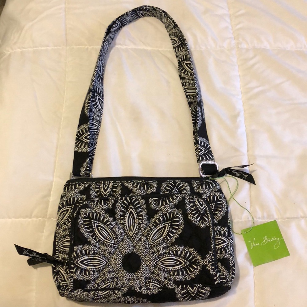 Black and White Vera Bradley Little Hipster Purse